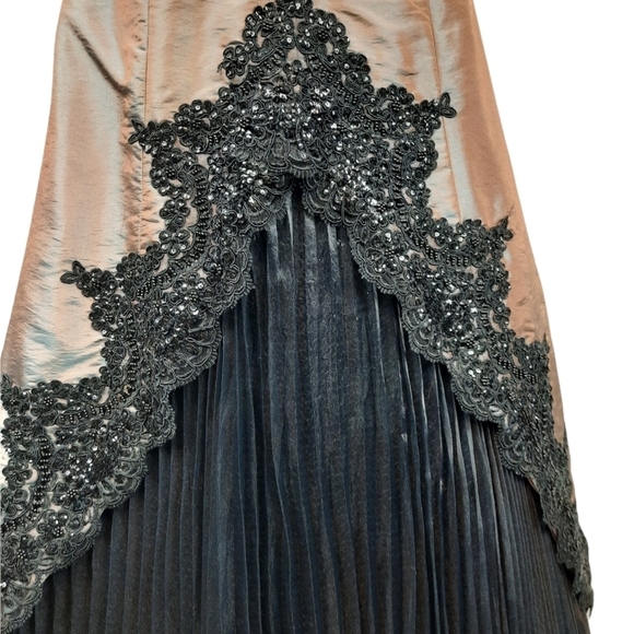 Jovani Prom Formal Gown Iridescent Sequin Embroidered w Faux French Bustle Sz 2 - Picture 10 of 16